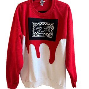Red and White Drip Crewneck Sweatshirt - Upcycled